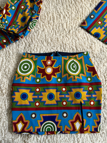 Kente Goodness Side Split Mini Skirt